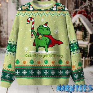 Frog Defend The Public Library Ugly Christmas Sweater