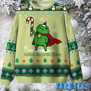 Frog Defend The Public Library Ugly Christmas Sweater