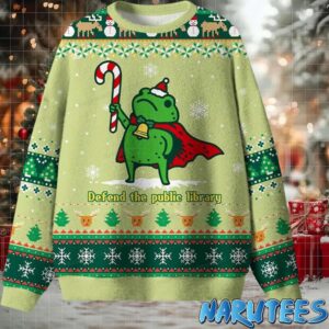 Frog Defend The Public Library Ugly Christmas Sweater