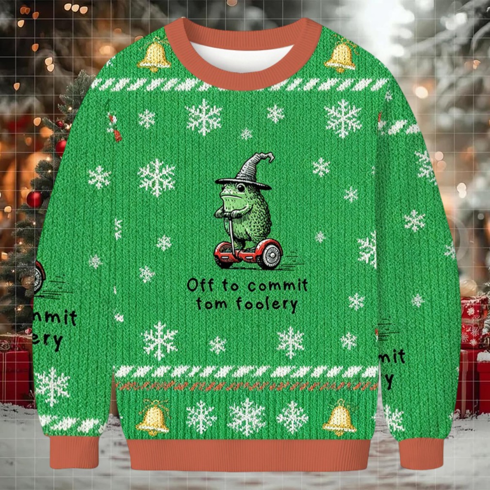 Funny Frog on a Balance Scooter Christmas Ugly Sweatshirt