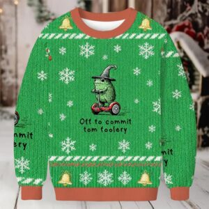 Frog Riding A Balance Scooter Christmas Ugly Sweatshirt