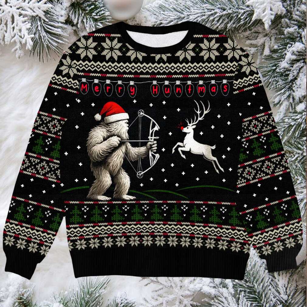 Funny Bigfoot Merry Huntmas Ugly Christmas Sweater, Hunter Holiday Party Sweater Funny Bigfoot Merry Huntmas Ugly Christmas Sweater, Hunter Holiday Party Sweater