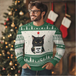Funny Black Cat Xmas Ugly Christmas Sweater Judging You Silently