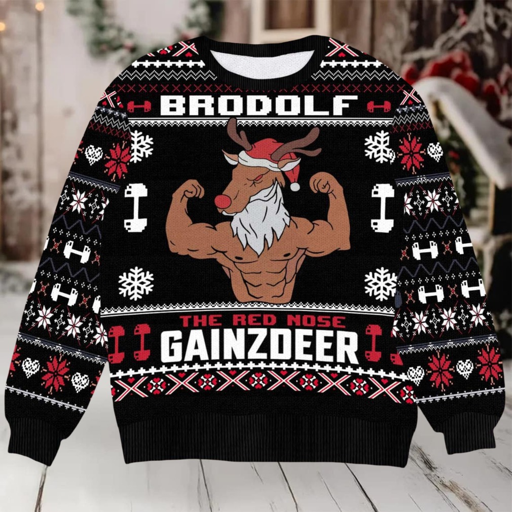 Funny Brodolf Gym Christmas Sweater detail view
