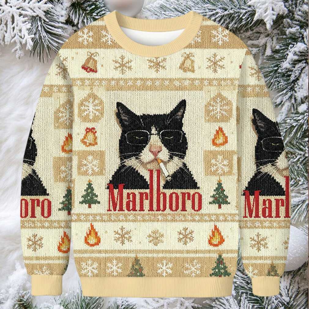 Funny Cat Smoking Cigarette Meme Christmas Ugly Sweatshirt Funny Cat Smoking Cigarette Meme Christmas Ugly Sweatshirt