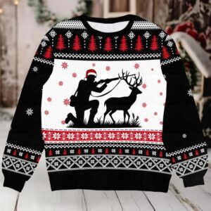 Funny Deer Hunting Ugly Christmas Sweater – Perfect Gift for Hunters & Outdoorsmen, Holiday Knit
