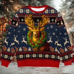 Funny Deer Ugly Christmas Sweater – Perfect Gift for Hunters & Nature Lovers, Holiday Knitwear