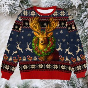 Funny Deer Ugly Christmas Sweater – Perfect Gift for Hunters & Nature Lovers, Holiday Knitwear