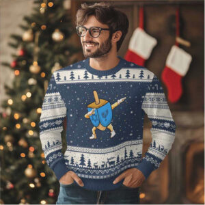 Funny Hanukkah Dreidel Dabbing Holiday Gift Ugly Christmas Sweater Funny Hanukkah Dreidel Dabbing Holiday Gift Ugly Christmas Sweater