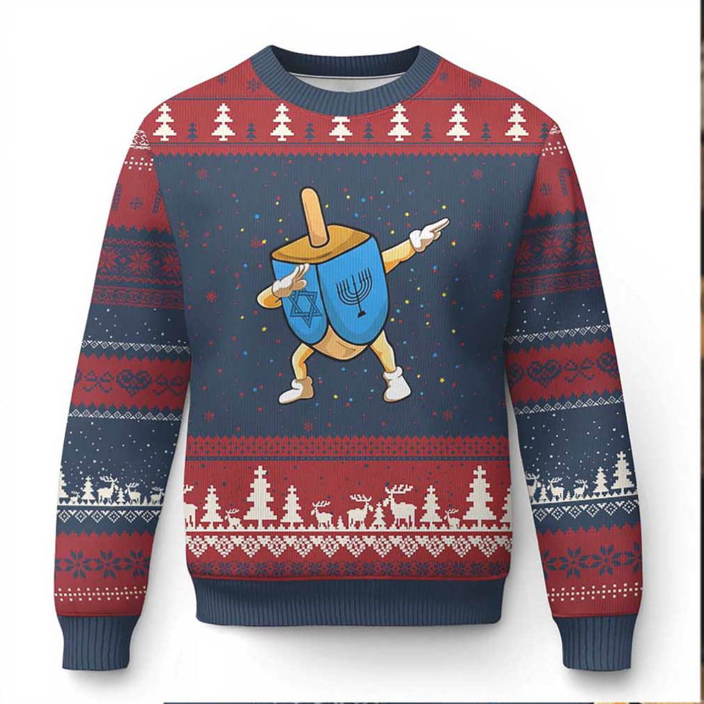 Person wearing Funny Hanukkah Dreidel Dabbing Holiday Gift Ugly Christmas Sweater