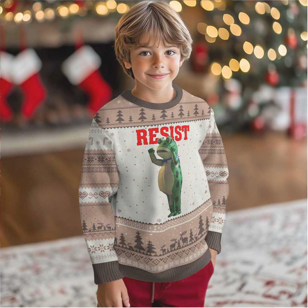 Funny Inflatable Portland Frog Resist Ugly Christmas Sweater Freedom Protest