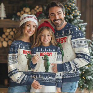 Funny Inflatable Portland Frog Resist Ugly Christmas Sweater Freedom Protest