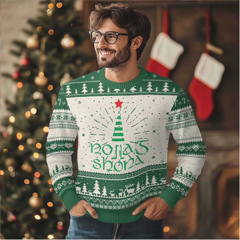 Funny Irish Gaelic Xmas Nollaig Shona Ugly Christmas Sweater Xmas Tree