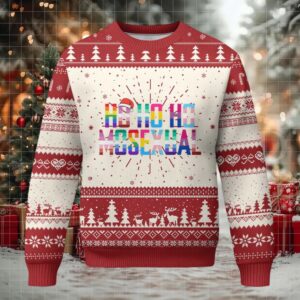 Funny LGBT Xmas Ugly Christmas Sweater Ho Ho Ho Mosexual LGBT Flag