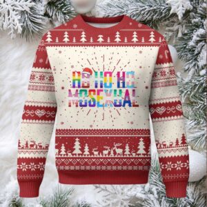 Funny LGBT Xmas Ugly Christmas Sweater Ho Ho Ho Mosexual LGBT Flag