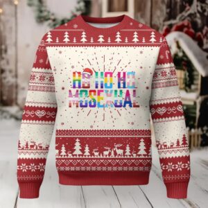 Funny LGBT Xmas Ugly Christmas Sweater Ho Ho Ho Mosexual LGBT Flag