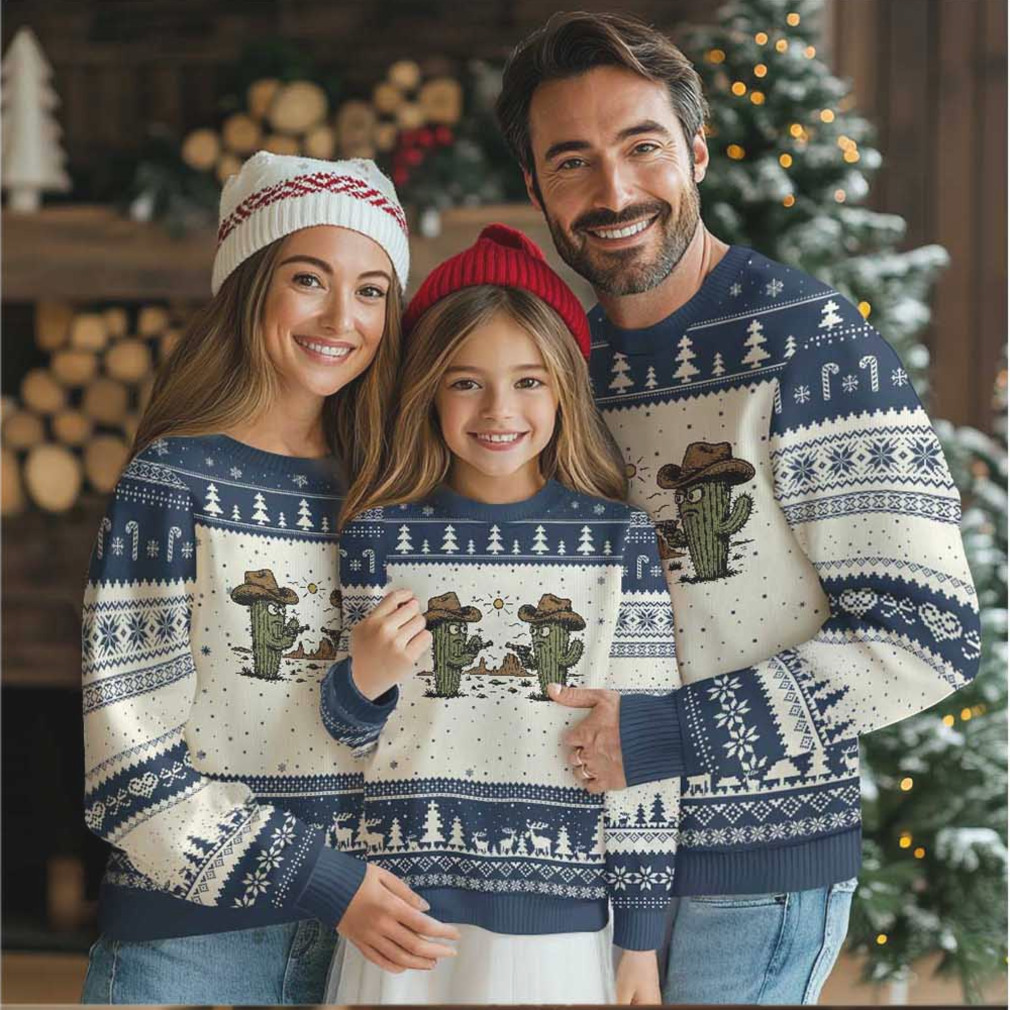 Funny Lone Star Cactus Cowboy Gunfight Gift Ugly Christmas Sweater Funny Lone Star Cactus Cowboy Gunfight Gift Ugly Christmas Sweater