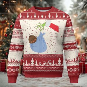 Funny NICU Labor Delivery Nurse Xmas Santa Black Baby Ugly Christmas Sweater