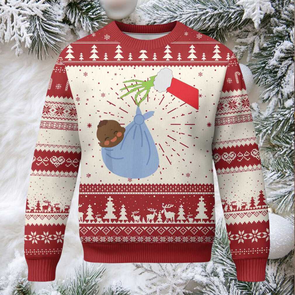 Funny NICU Labor Delivery Nurse Xmas Santa Black Baby Ugly Christmas Sweater