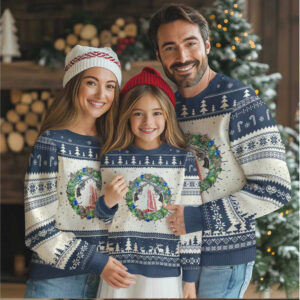 Funny Nakatomi Plaza Ugly Christmas Sweater Xmas Party 1988 Xmas Wreath