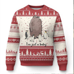 Funny Pesto The Penguin Ugly Christmas Sweater I’m Just A Baby Meme
