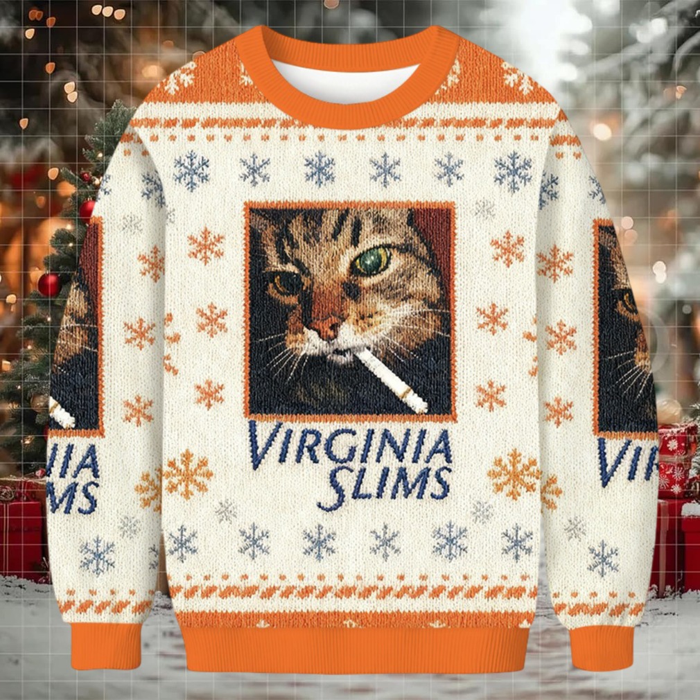 Funny Smoking Cat Christmas Ugly Sweatshirt featuring the smoking cat meme