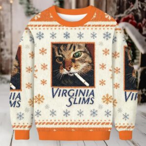 Funny Smoking Cat Christmas Ugly Sweatshirt