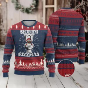 Funny Ugly Christmas Sweater Skibidi Rizzmas Rizz Santa Toilet Kid Cool