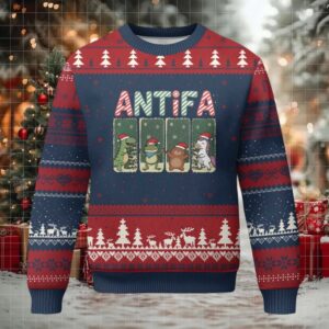 Funny Xmas Frogtifa Ugly Christmas Sweater Portland Resist Frog Protest