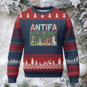 Funny Xmas Frogtifa Ugly Christmas Sweater Portland Resist Frog Protest