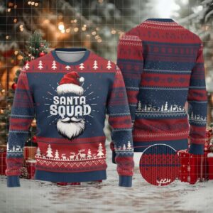 Funny Xmas Ugly Christmas Sweater Santa Squad Xmas Team Family Matching