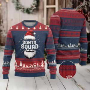Funny Xmas Ugly Christmas Sweater Santa Squad Xmas Team Family Matching