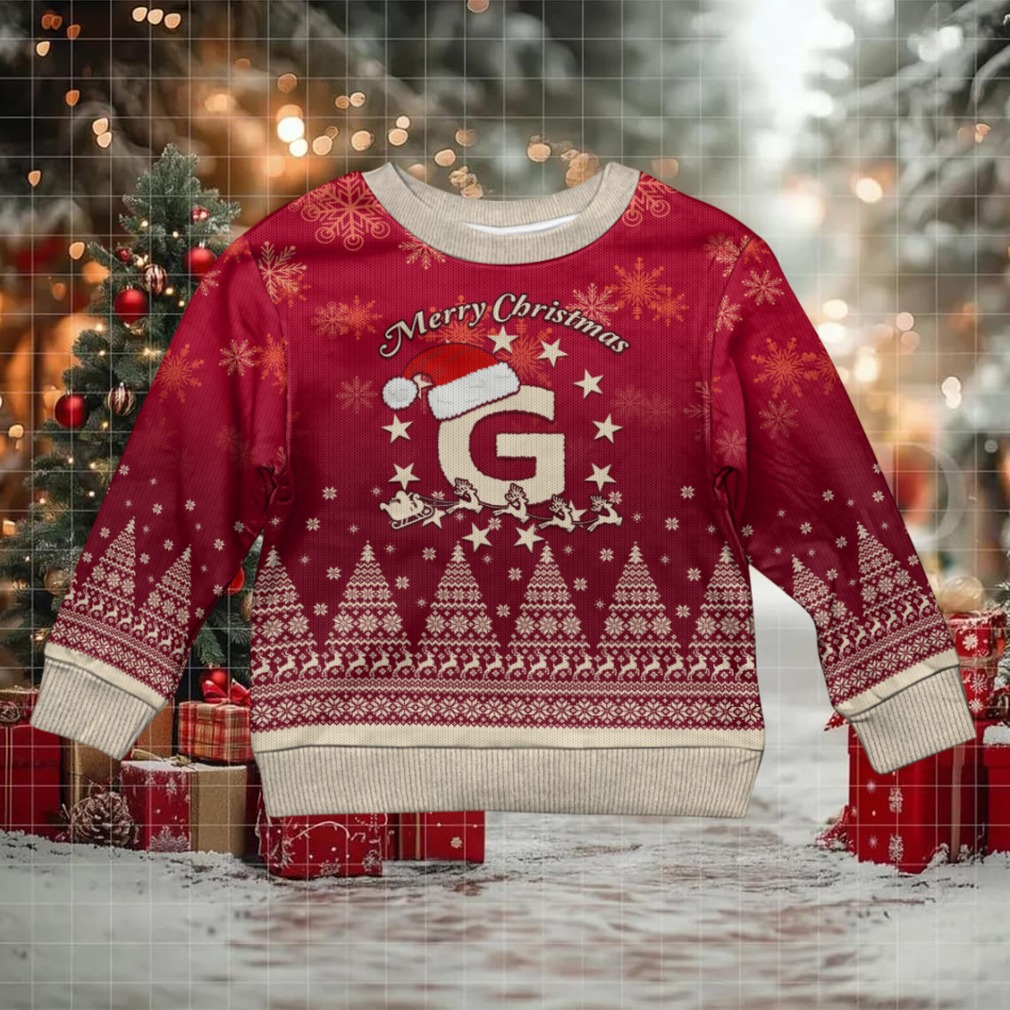 Georgia Christmas Kid Ugly Christmas Sweater Santa Riding Reindeer Xmas Pattern