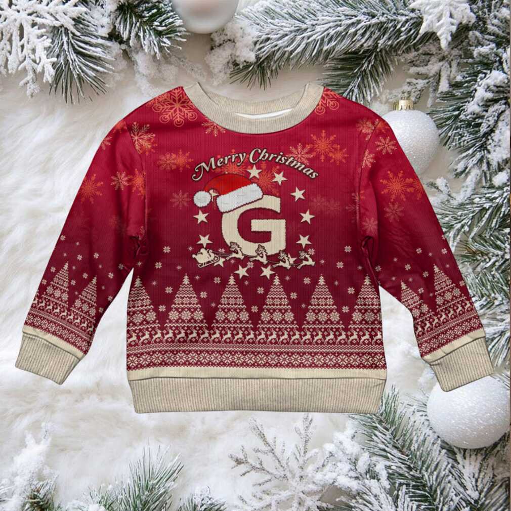 Georgia Christmas Kid Ugly Christmas Sweater Santa Riding Reindeer Xmas Pattern
