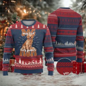 Golden Retriever Ugly Christmas Sweater My Kid Has Paws Dog Lover