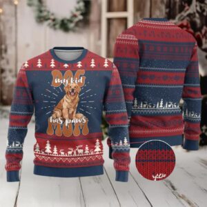 Golden Retriever Ugly Christmas Sweater My Kid Has Paws Dog Lover