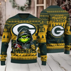 Green Bay Packers Grinch With Ball Ugly Christmas Sweaters