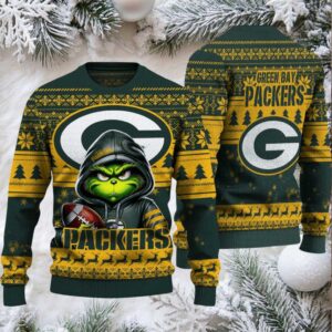 Green Bay Packers Grinch With Ball Ugly Christmas Sweaters