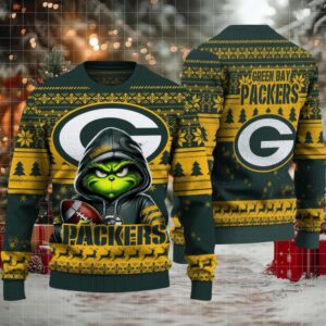 Green Bay Packers Grinch With Ball Ugly Christmas Sweaters