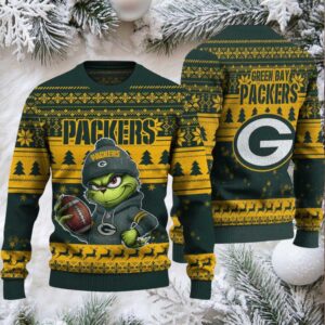 Green Bay Packers Grinch With Balls Ugly Christmas Sweaters