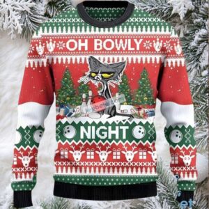 Grumpy Cat Dad Oh Bowly Night Merry Ugly Christmas Sweater