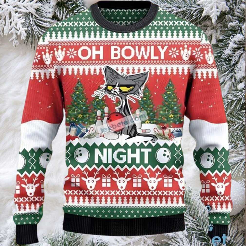 Grumpy Cat Dad Oh Bowly Night Merry Ugly Christmas Sweater