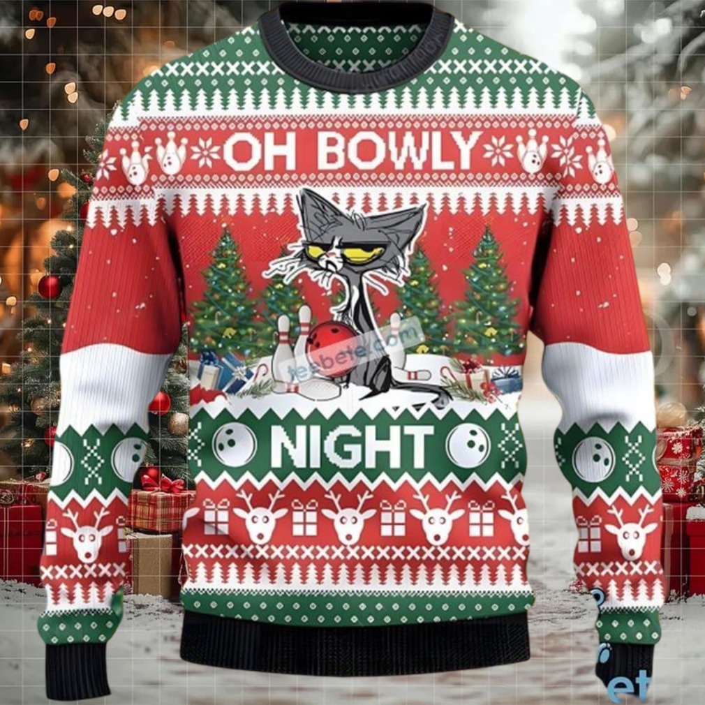 Grumpy Cat Dad Oh Bowly Night Merry Ugly Christmas Sweater