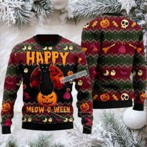 Halloween Cat Womens Ugly Christmas Sweater