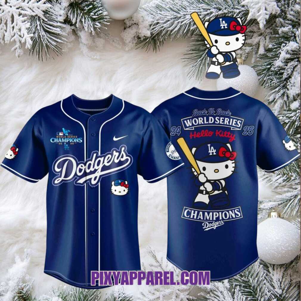 Hello Kitty x Dodgers 2025 Back to Back World Series Champions Baseball Jersey Back