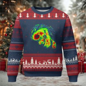 Hurricane Helene Ugly Christmas Sweater Meteorologist Weather Radar Image Storm Chasing