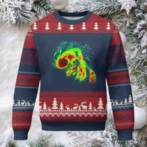 Hurricane Helene Ugly Christmas Sweater Meteorologist Weather Radar Image Storm Chasing
