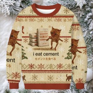 I Eat Cement Meme Christmas Ugly Sweatshirt