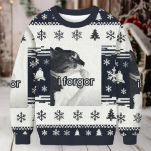I Forgor Cat Meme Christmas Ugly Sweatshirt