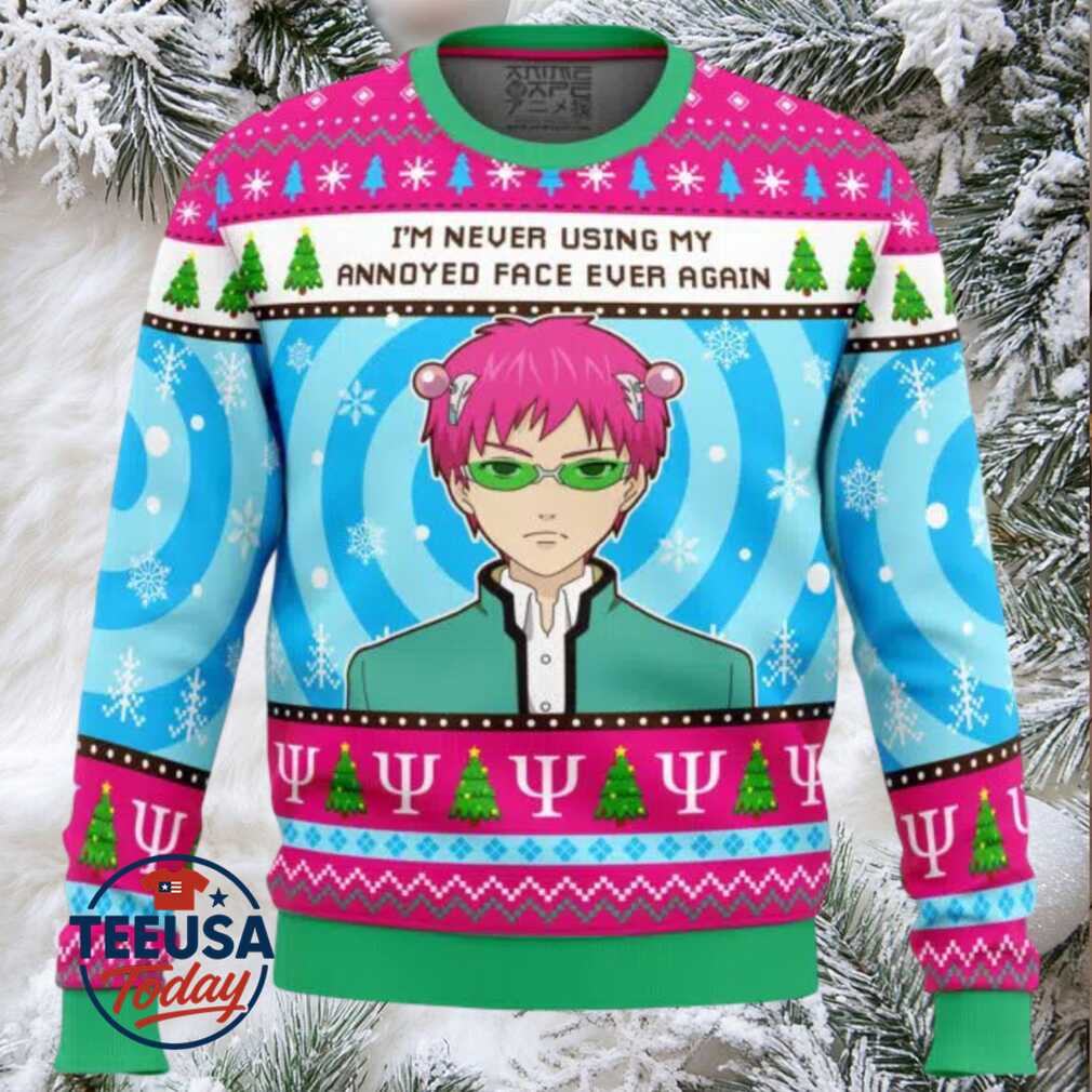 I’m Never Using The Disastrous Life of Saiki K Ugly Christmas Sweater